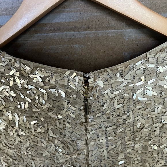 Rachel Gilbert Gold Sequin Dress Sheath Event Cocktail Wedding Formal Womens S - Picture 3 of 7